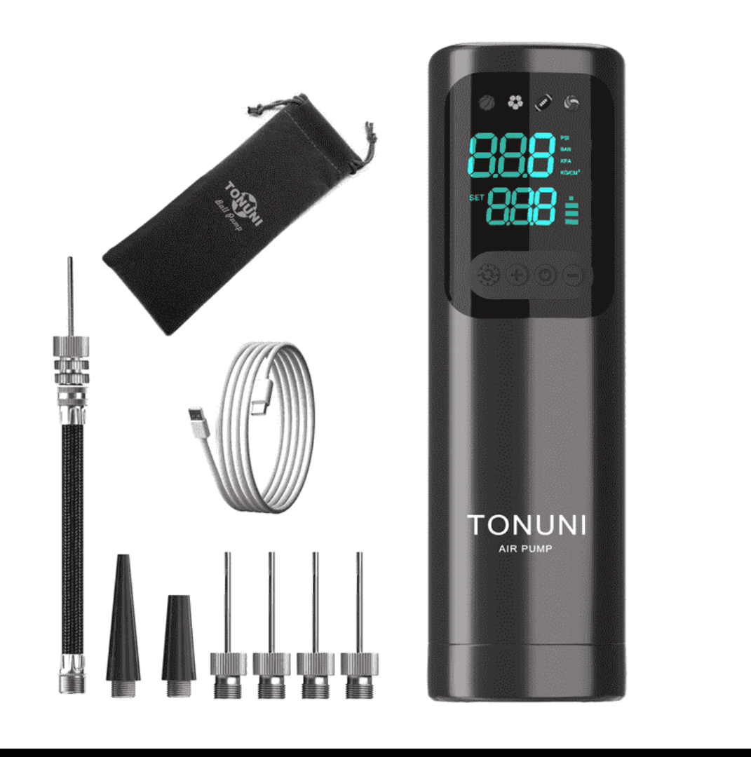 TONUNI Electric Ball Pump, Electric Ball Pumps Portable Air Pump with Gauge Digital Display Needles Extension Hose Exercise Ball Pump for Basketball Soccer Ball Pump Sports Balls Inflatables