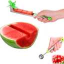 Watermelon Slicer Cutter - Stainless Steel Knife Corer Fruit Vegetable Tools Kitchen Gadgets with Melon Baller Scoop Extra