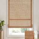 LazBlinds Manual Roll-up Bamboo Blinds, 35" W x 72" H, Star-Brown | Easy Install Roller Shades for Windows, Hook-On Light Filtering Bamboo Shades for Interior Indoor Windows