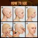 Bald Cap Halloween Makeup Kit, Latex Bald Wig Cap with Spirit Gum Adhesive & Remover for Woman Man Kids Professional Bald Cap Set for Cosplay,Sfx Halloween Costumes Party Theater look-with Instruction
