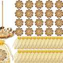 Layhit 24 Set Indian Return Gifts for Pooja Bulk, Lotus Incense Holder Gold Incense Sticks Holder with Organza Bags, Zinc Alloy Stick/Coil/Cone Anti Ash Spilling for Housewarming Yoga Spa Decor