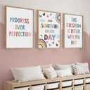 2 x 3pcs Motivational Classroom Posters Wall Art Rainbow Nursery Wall Decor Pictures Children's Affirmation Canvas Prints Paintings Bohemian Kids Room Artwork School Class Decor 810 Inch Unframed (Learn Every Day)