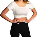 Womens Undershirts - Sweatproof Shirts Women with Underarm Sweat Pads - White (Medium)