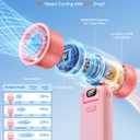 Portable Handheld Turbo Fan with Ice Cooler, 199 Speed Personal Fan,5500mAh Rechargeable,20H Cooling Time, 20000 RPM Powerful Silent Motor, Summer Essential for Travel/Outdoor/Office, Pink