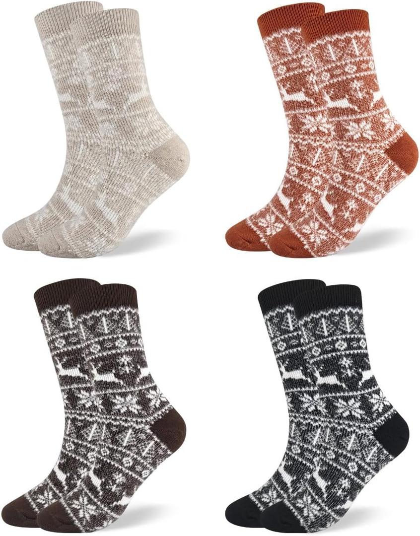 Women's Wool Socks  Warm Thermal Winter Knit, Cozy Fuzzy Thick Soft Cabin Boot Style, Cute Colorful Cold Weather