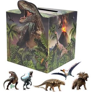 SietDESEO Valentines Cards Box for Kids Dinosaur Valentines Cards for Kids Classroom Exchange School Valentines Mailbox with 30 Dinosaur Cards