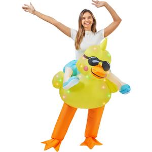 WinnerWhy Adult Inflatable Costume with LED Light Blow up Summer Animal Dress Jumpsuit for Adult Man Women