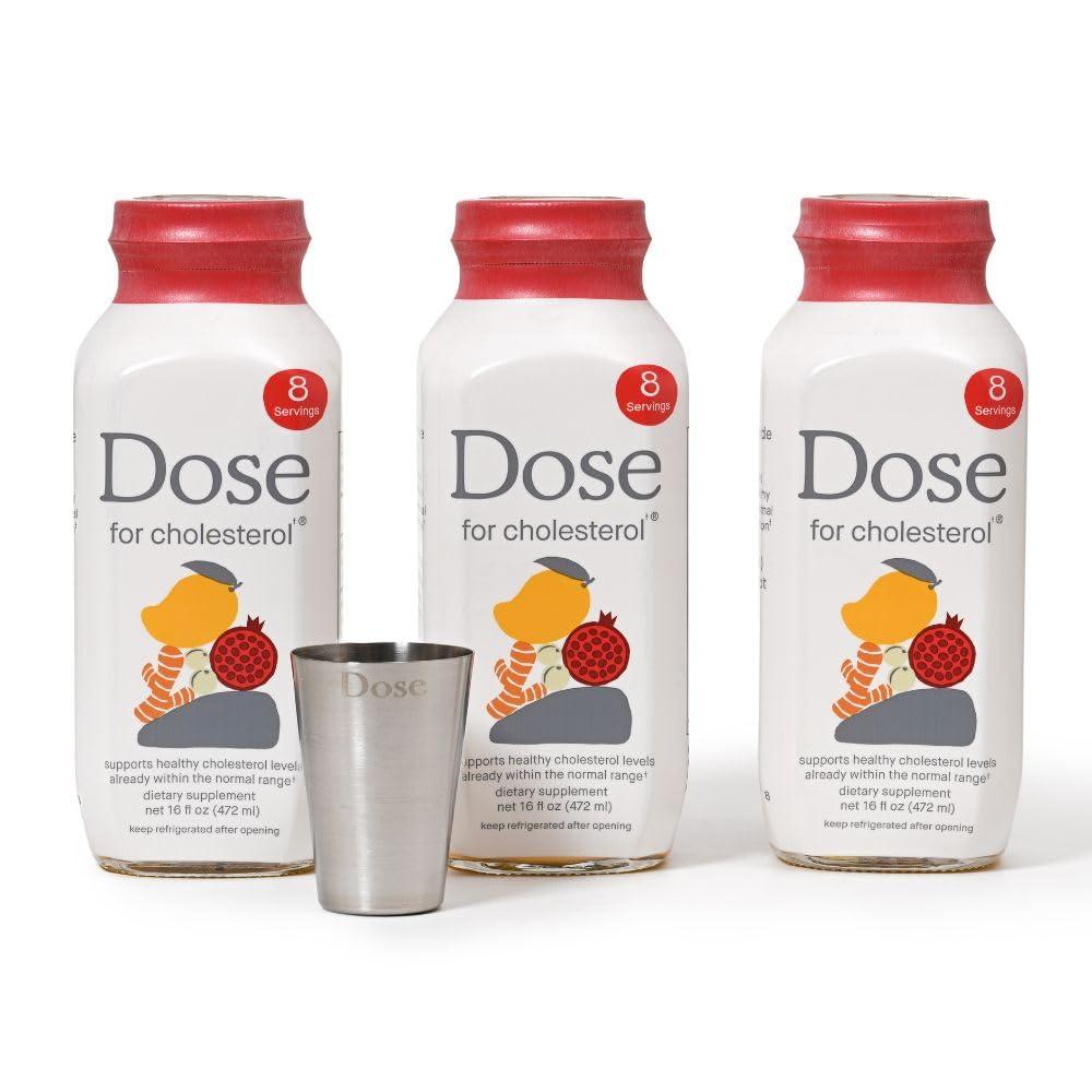 DOSE for Cholesterol Maintain Healthy Cholesterol Levels Gluten-Free Vegan Zero Sugar, 16oz Bottle