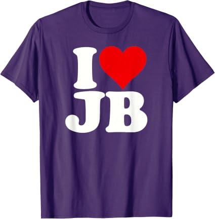 I LOVE HEART JB J.B. INITIALS MONOGRAM T-Shirt, Small