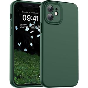 SUPFINE Designed for iPhone 12 Case,Premium Liquid Silicone with [Soft Anti-Scratch Microfiber Lining][Upgraded Camera Protection] Slim Shockproof Phone Case for Men Women Girls,Acacia Green
