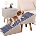 Dog ramp for Small Dogs, 2-in-1 Pet Steps & Ottoman - Foldable Dog ramp for Couch, Non-Slip Wooden Pet ramp for Puppy Senior Injured Dogs (Light Beige, XXL(21.06H))