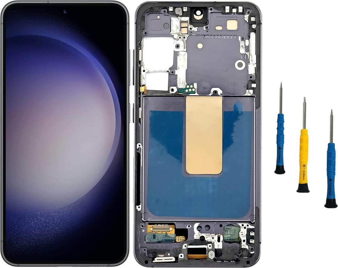 Incell for Samsung Galaxy S23 5G Screen Replacement for Samsung S23 Screen Replacement Black With Frame SM-S911B SM-S911U Display Touch Screen Assembly Repair Parts (No Fingerprint)