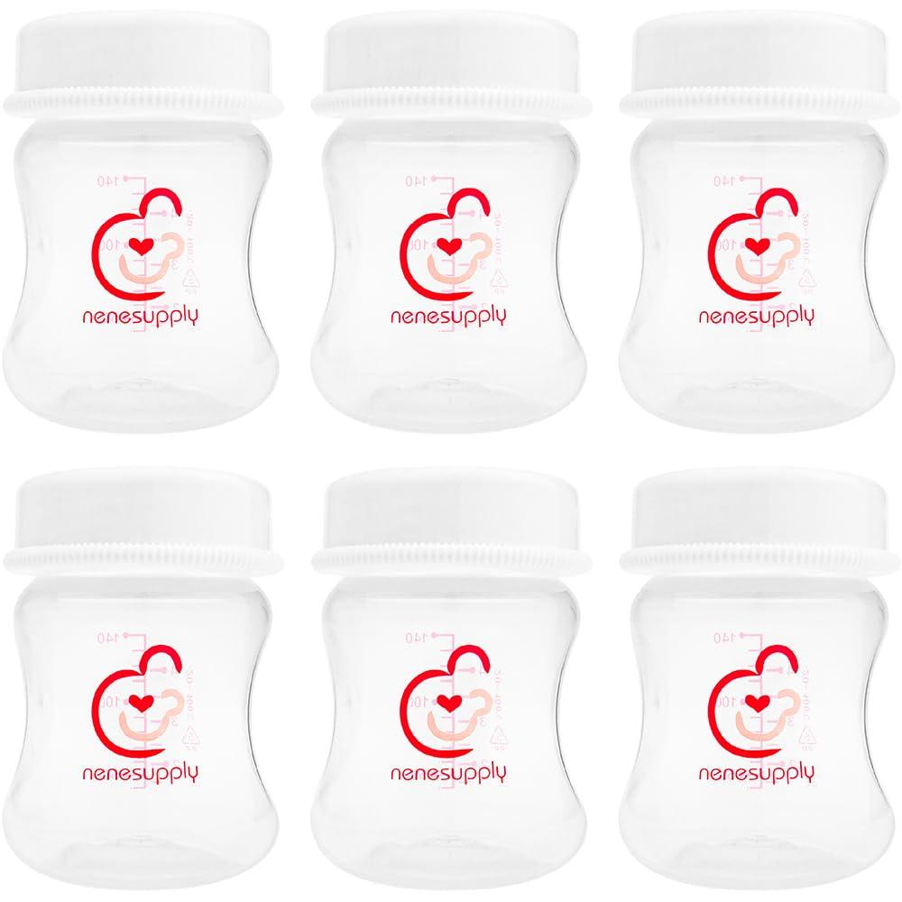 Nenesupply 4.7oz 6pc Wide Neck Breastmilk Storage Bottles Breast Pump Bottles Use on Pumping with Spectra S1 S2 Synergy Gold Breast Pumps Collection Replace Spectra Bottles for Pumping Wide Mouth