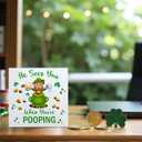 St. Patricks Day Decor Funny He Sees You When You Re Pooping Bathroom Wooden Box Sign,for Bathroom Shelf Washroom Toilet Restroom Shelves Decor 5 x 5 Inches