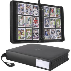 Premium Trading Card Binder,9 Pocket, Holds Up to 810 Cards with 45 Double-Sided Sleeves, Label Design with a Pen, Top Loading Card Collection Album Folder with Zipper for TCG,Sports Cards