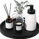 Silicone Bathroom Tray Round Vanity Tray Decorative Soap Holder Kitchen Countertop Organizer Coffee Table Decor for Candle, Perfume, Plant, 11 Inch, Black
