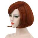 karlery Women's Short Bob Straight Dark Orange Wig Halloween Cosplay Wig Anime Costume Party Wig