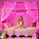 YEGUO Battery Operated String Lights, 2 Pack Each 33ft 100 LED Twinkle Fairy Lights Outdoor Waterproof, 8 Modes Clear Wire Pink Christmas Lights Indoor with Remote