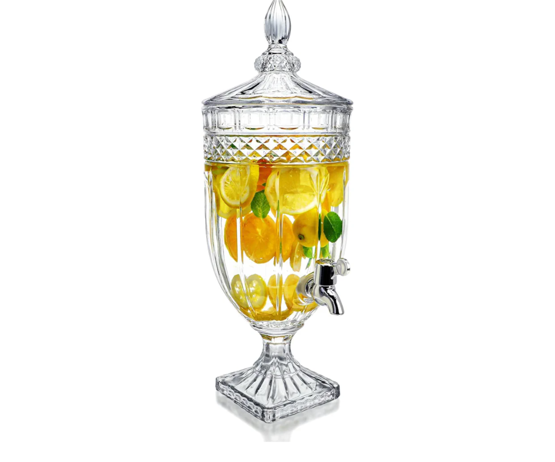 1.3 Gallon Glass Beverage Dispenser with Spigot Glass Drink Dispenser for Parties Wide Mouth Juice Beverage Server for Wedding Party Bar Leak Proof Beverage Dispenser