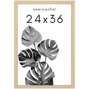 Americanflat 24x36 Poster Frame with Polished Plexiglass - Epic Collection - Gallery Wall Frames with Engineered Wood - Wide Photo Frame for Wall Display - Natural Oak