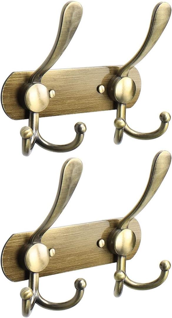 NearMoon Coat Rack Wall Mounted-2 Pack, Heavy Duty Bath Towel Hooks Stainless Steel Robe Hooks Holder, Metal Coat Hook for Towel Coat Hat Key Bathroom Bedroom Hotel Entryway (2 Hooks, Bronze)