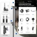 2 Pack Stainless Steel Photography Light Stand 6.9ft/210cm with Holding Arm Sandbag Grip Head Heavy Duty C Stand Sturdy for Photography Studio Video Monolight Softbox Shooting?Black?