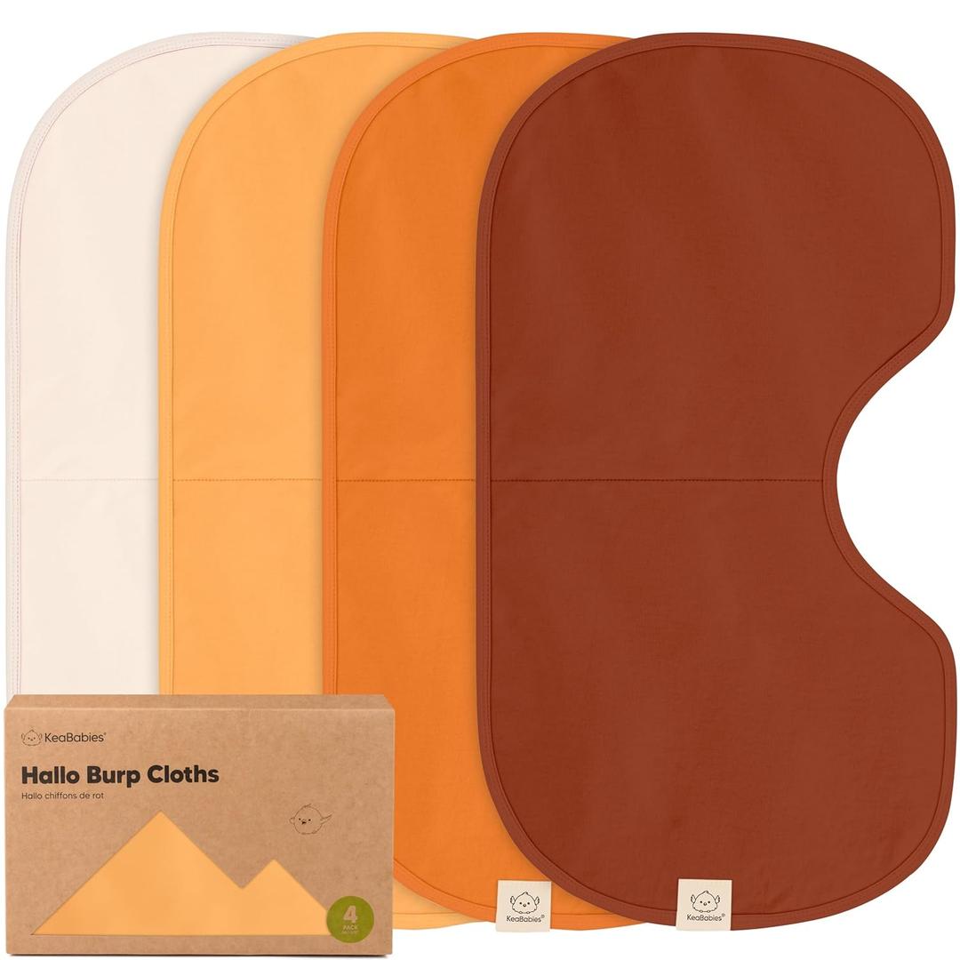 KeaBabies 4-Pack Baby Burp Cloths Baby Girl, Boy - Organic Cotton Burp Cloth, Extra Large, Absorbent, Soft Burping Cloths & Bibs Set for Babies, Newborn Burp Clothes, Thick Burp Ragss (Sahara)