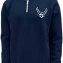 Armed Forces Gear US Air Force Wings Tackle Twill Embroidered Fleece Quarter Zip Sweatshirt (Navy,M)