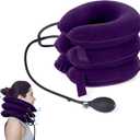 Cervical Traction Device for Neck Pain Relief, Adjustable & Inflatable Neck Stretcher Cervical Neck Pillow, Neck Traction Device Brace for Neck Decompression (Purple)