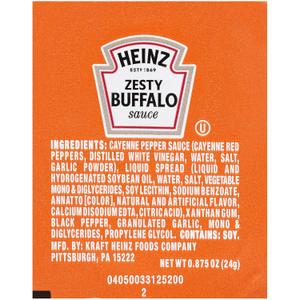 Heinz Zesty Buffalo Sauce Single Serve, 0.875 Oz, 100 Count BBD 09/24/25