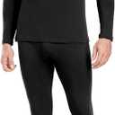 wirarpa Men's Cotton Long Johns Thermal Underwear Set Base Layer Lightweight Long Sleeve Top and Pajama Bottom (Medium, Black)