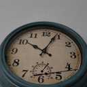 12 Inch Indoor/Outdoor Retro Waterproof Wall Clock with Thermometer,Vintage Battery Operated Silent Non Ticking Quartz Clock Wall Decorative for Kitchen/Bedroom/Living Room/Bathroom/Patio-Olive green