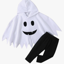 Noubeau Toddler Baby Boys Girls Halloween Costume Ghost Cloak Hooded Top Black Pants Boo Spooky Ghost Costume Cosplay Clothes, 12-18M