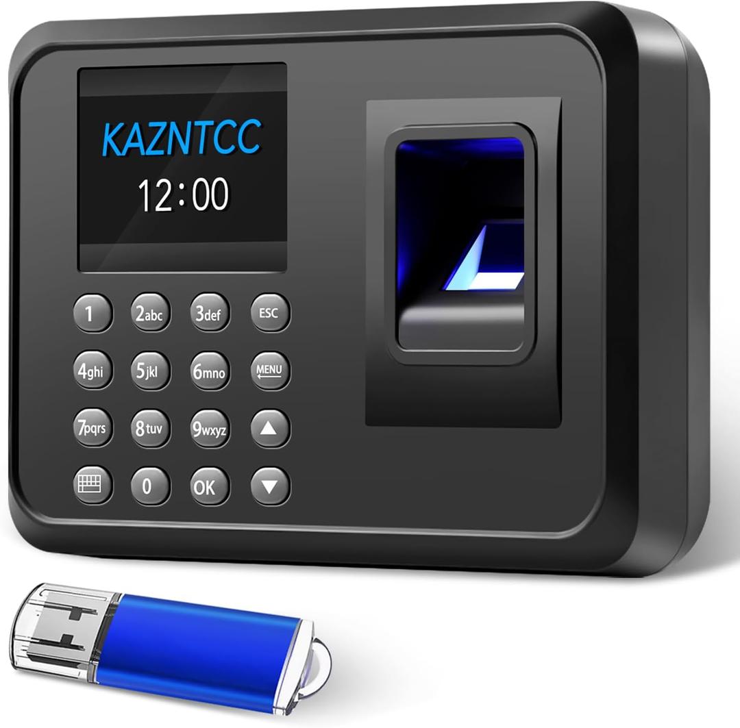 Fingerprints Time Clocks for Employees Small Business, Deduct Lunch Time & Calculate Working Hours Time Clocks Supporting Multiple Shift Schedules, 0 Monthly Fees No Need WiFi Standalone Time Clock