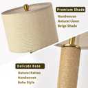 Boho Table Lamp for Bedroom, Brass Gold Wicker Table Lamp, Suitable for Small Space, Farmhouse Boho Lamp, Rustic Design Desk Lamp for Kitchen Counter, Bedside, Bedroom, Nightstands Decor