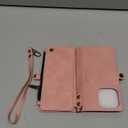 Defencase Compatible with iPhone 16 Pro Case Wallet with RFID Blocking Card Holder for Women Men, PU Leather Magnetic Snap Flip Zipper Strap Wallet Phone Case Fit for iPhone 16 Pro 6.3", Rose Pink