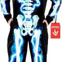 Morph Skeleton Costume Men, Adult Skeleton Costume, Halloween Costumes For Men, Halloween Costumes For Adults (X-Large, Blue)