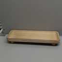 Oval Wooden Decorative Tray, Farmhouse Style, Beaded Serving Tray for Living Room, Coffee Table (White Wash)