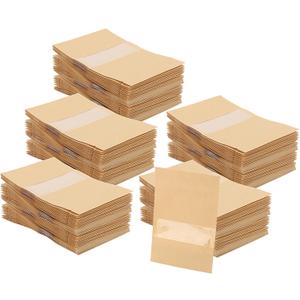 SHEUTSAN 200 Pack 4 x 6 Inch Kraft Zip Lock Pouch with Window, Brown Stand Up Pouches Bags, Resealable Bag for Dry Food, Snack