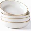 GBHOME 9'' Large Ceramic Pasta Bowls, 38oz Stoneware Pasta Serving Bowls Set of 4 for Kitchen, Wide Bowls for Fruit,Pasta,Salad,Oatmeal,Meal, Microwave Safe, Reactive Glaze-Pear White