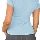 Dwnval Womens Basic Summer Short Sleeve Crewneck T Shirt Raglan Ribbed Knitted Slim Fit Casual Going Out Tops (Blue, XL)