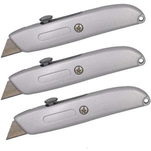 Wideskall Heavy Duty Box Cutter Retractable Blade Metal Utility Knife (Pack of 3)