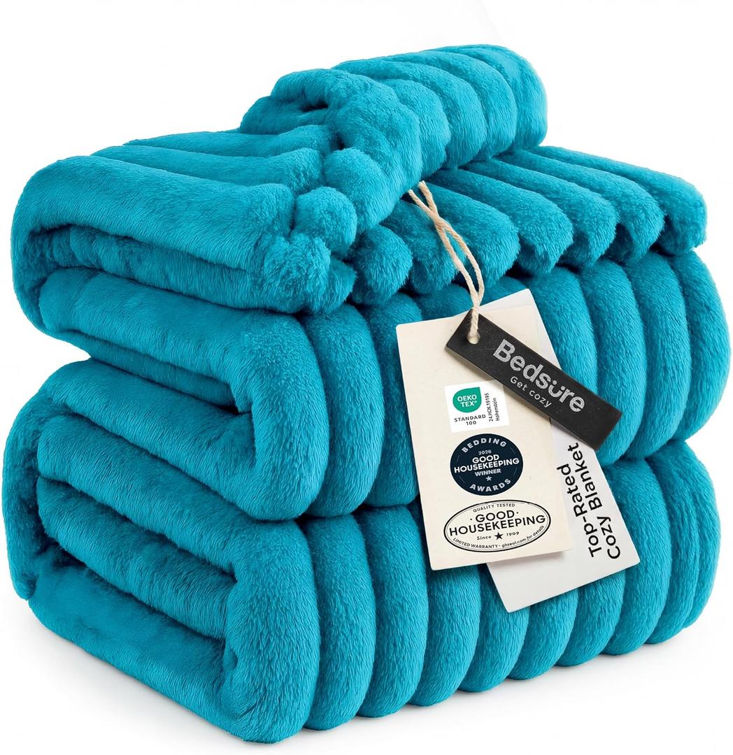 Bedsure GentleSoft Teal California King Size Blanket for Couch - Cozy Soft Blankets for Women, Cute Small Fleece Throws for Girls, Birthday Gifts for Women, 102x96 Inches