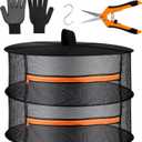 Desy & Feeci Herb Drying Rack- 2ft Diameter 2 Layer Folding Mesh Hanging Basket Dryer Net with Zippers for Seeds Flowers Buds Plants Garden Outdoor Bumper Harvest(D24xH16 inch) (Orange)