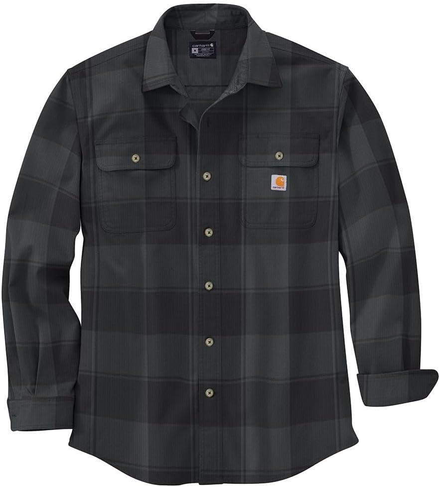 Carhartt Men's 105947 Loose Fit Heavyweight Flannel Long-Sleeve Plaid Shirt (XX-Large, Black)
