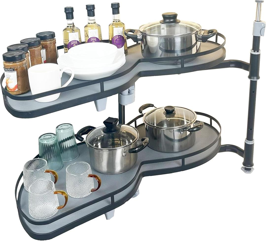 HANKEY Swing Right Blind Corner Cabinet Pull Out Organizer 2-Tier Slide Out Kitchen Organizers and Storage with Soft Close, Kitchen Cabinet Lazy Susan Organizer for Cabinet 32inch, Right Open