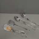 4 Pcs Cooking Utensils Set, Stainless Steel Kitchen Utensils, Heat Resistant Metal Kitchen Tools Include Solid & Slotted Turner Wok Spatula, Serving Spoon, Ergonomic Handle, Easy to Clean, Silver