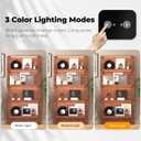BROTTAR 63" Vinyl Record Storage, 3-Color LED Lights Display Shelf, Brown, 31.5 x 63 x 7.9 inches