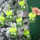 Bucherry 32 Pcs Lime Green Furry Christmas Ball Ornaments for Xmas Tree, Fuzzy Ball with Hair and 18'' Green Tree Picks Topper for Home Party Supplies Fireplace Mantel Wall Decor(Lime,3.2'')