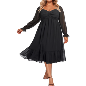 Talisea Plus Size Graduation White Dress Long Sleeves Bride Shower Chiffon Party Cocktail A Line Curvy Womens Midi Dress, 24W, Black Talisea Plus Size Graduation White Dress Long Sleeves Bride Shower Chiffon Party Cocktail A Line Curvy Womens Midi Dress, 24W, Black